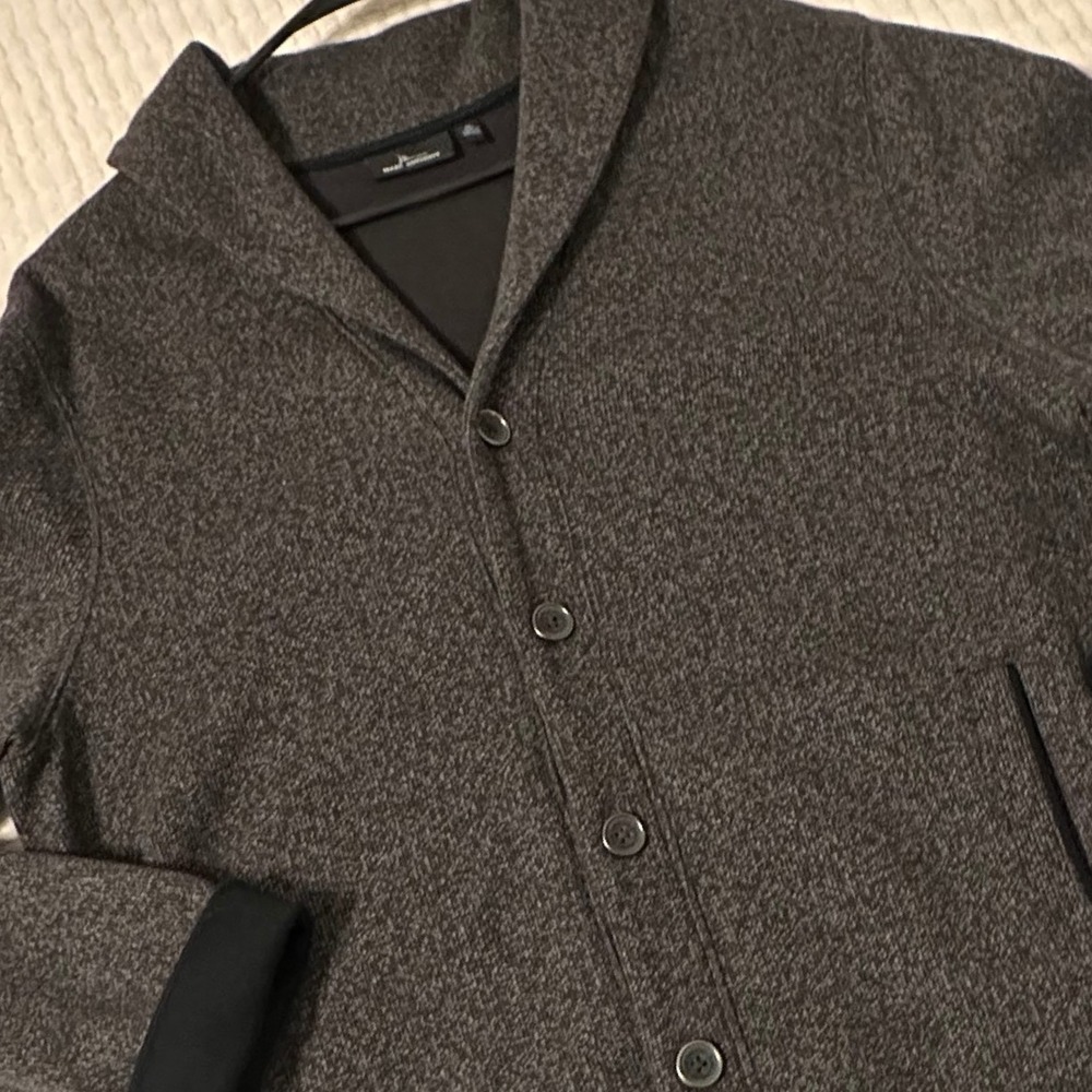 Marc Anthony‎ Cardigan Mens XL Gray Excellent Shawl Collar Elbow Patch Sweater